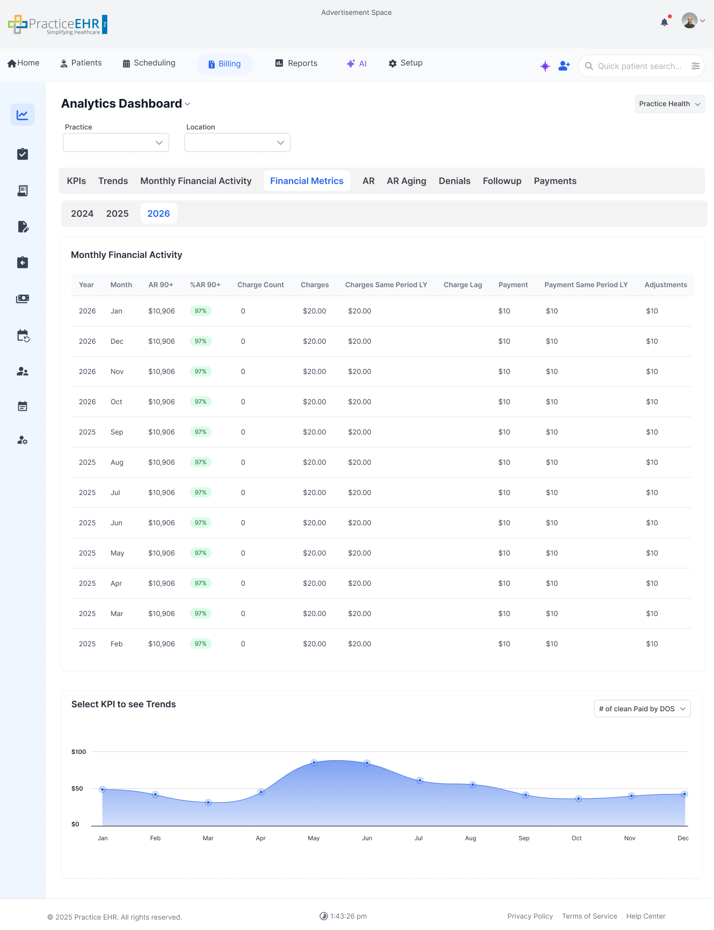 Analytics Dashboard - Financial Metrics